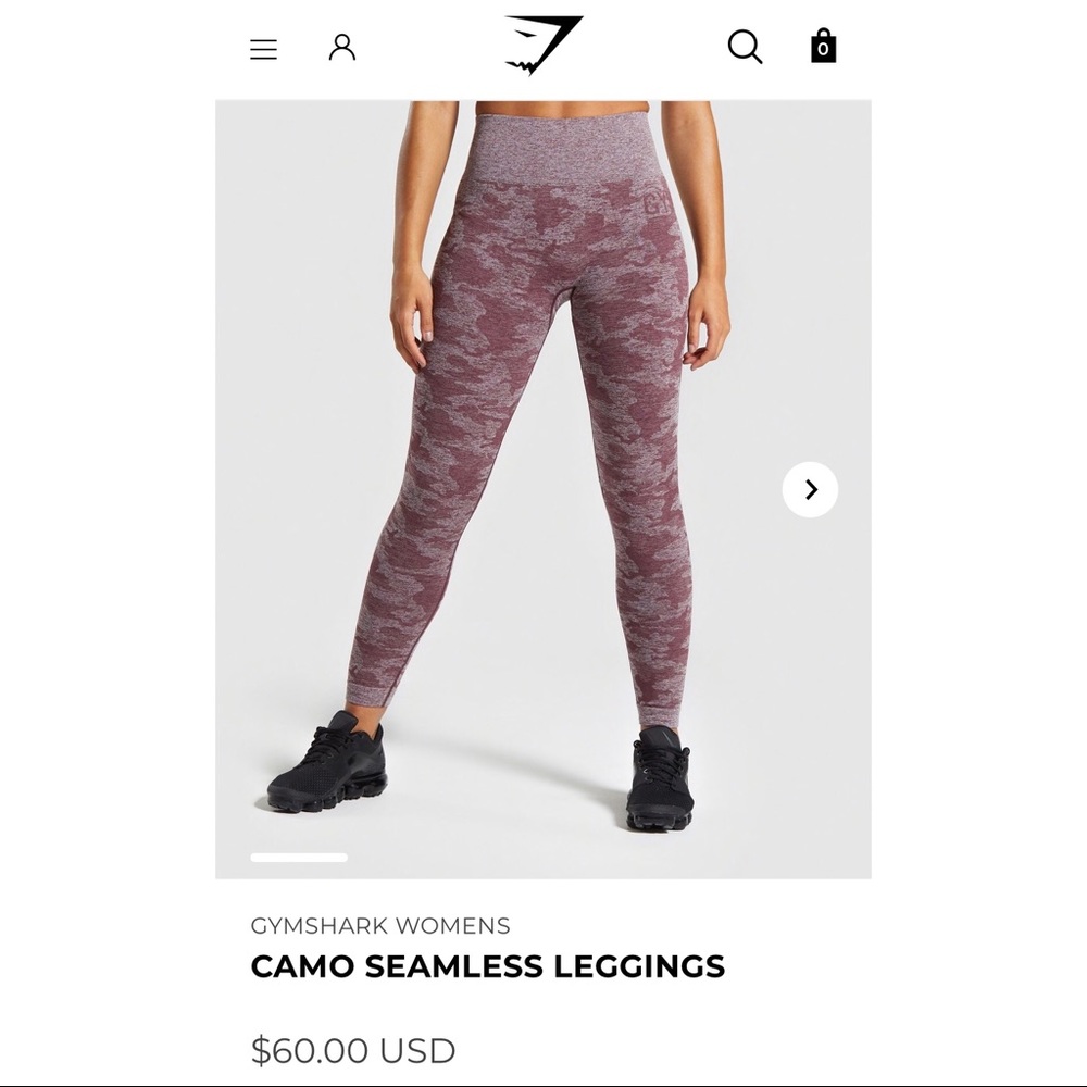 NWT Gymshark Leggings Camo in Berry Red